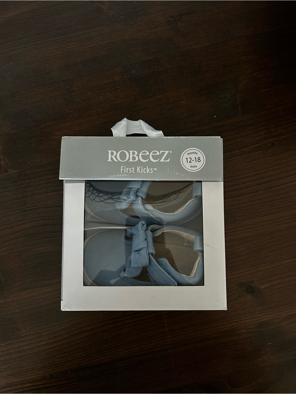 Robeez Light Blue Soft Sole Baby Shoes with Tie Detail